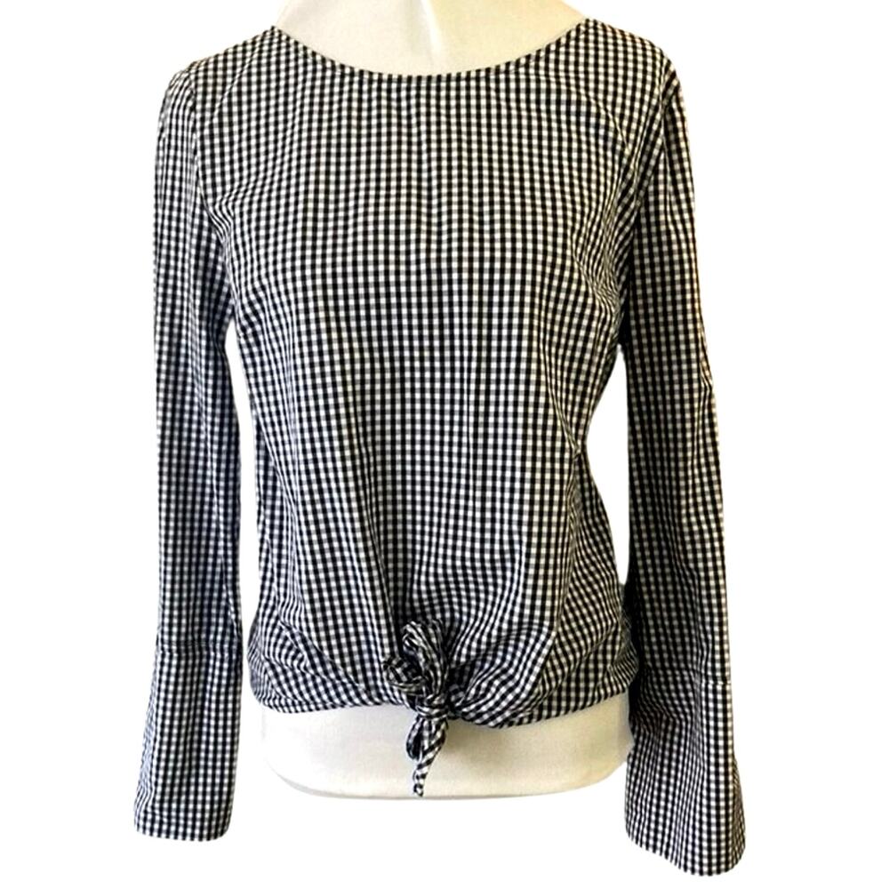 Max Jeans Gingham Blouse, Black & White